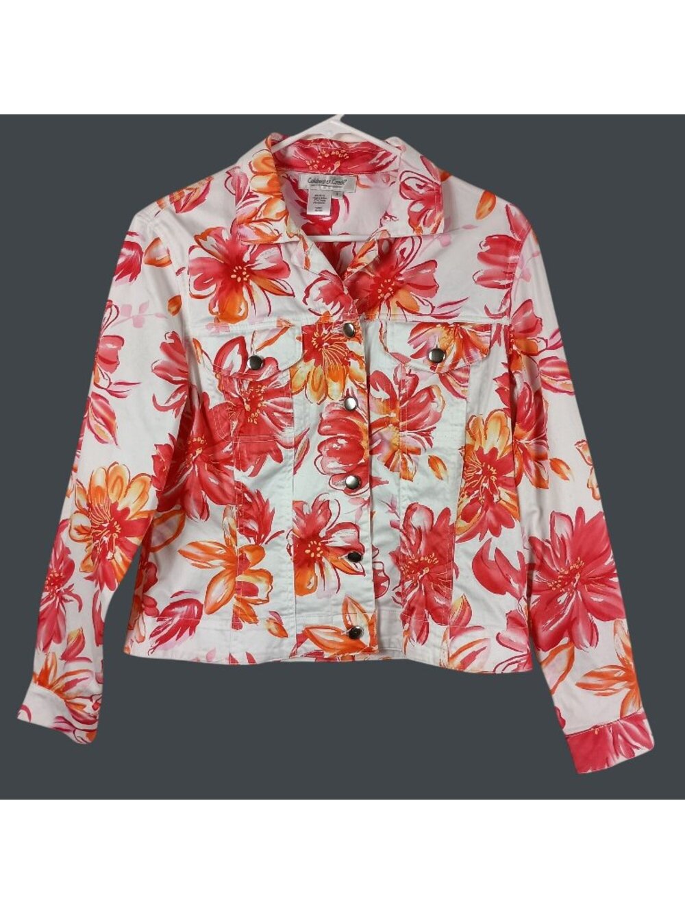 Coldwater Creek Tropical Hibiscus Jacket Womens Small Resort Vacation Spring